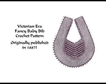 Victorian Baby Bib Crochet Pattern PDF DOWNLOAD 1887 Historic Reenact Fancy Baby Bibs Shower Baptism Christmas Birthday Gift 3 Dolls Cosplay