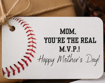 Baseball Mom Gift tag, Mothers day tag, Baseball gift tag, Mothers day gift, Baseball gift, softball mom, Mom MVP, Baseball MVP