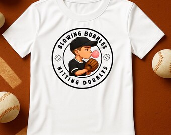 Design di bolle che soffiano e colpiscono doppi, design di baseball, design di squadra, logo della tua squadra, logo della squadra di baseball, colpisci fuoricampo, design di softball