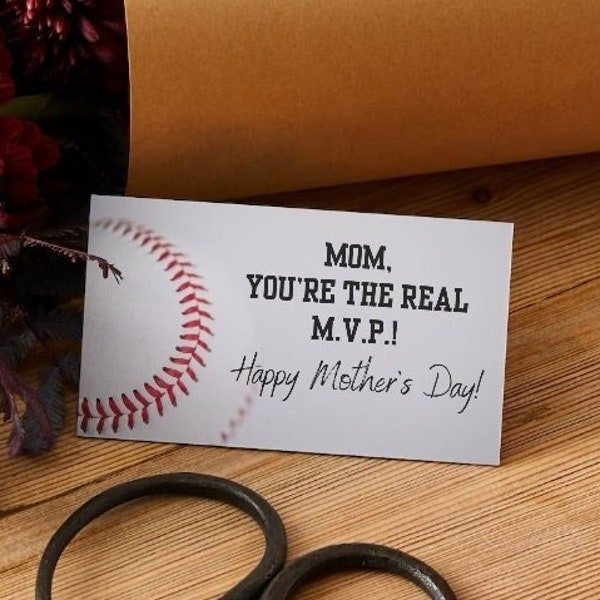 Baseball Mom Gift tag, Mothers day tag, Baseball gift tag, Mothers day gift, Baseball gift, softball mom, Mom MVP, Baseball MVP