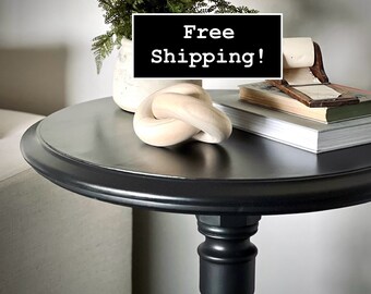 Black Vintage Pedestal Side Table, Free Shipping!