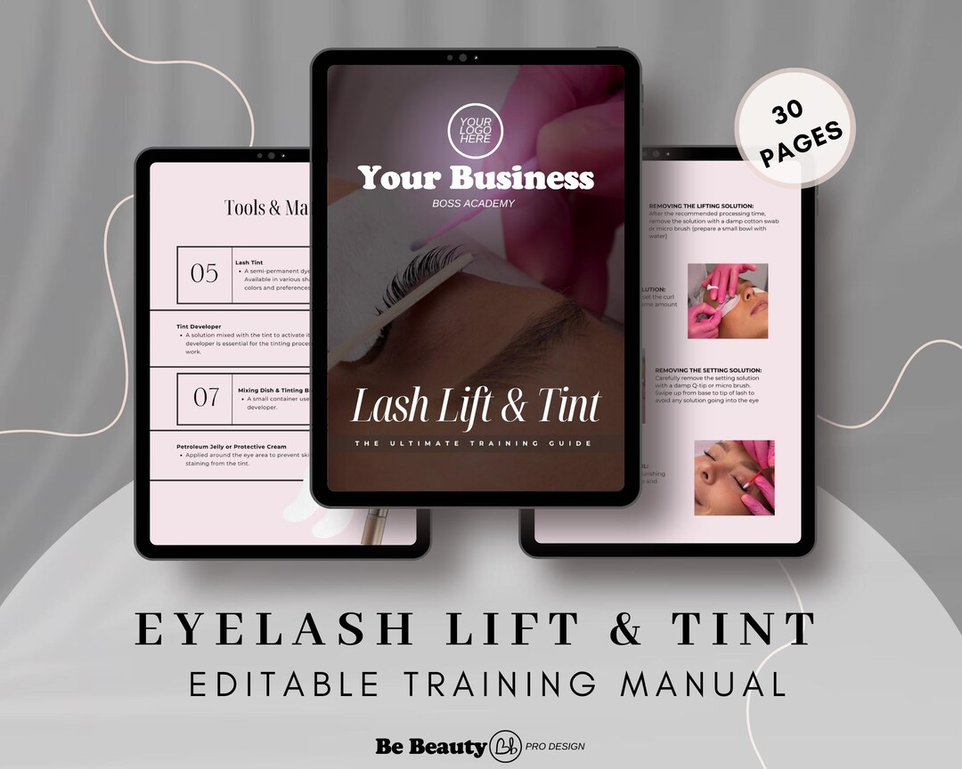 Lash Pages 30 Page Professional Lash LIFT AND TINT Manual for Beginners and ...