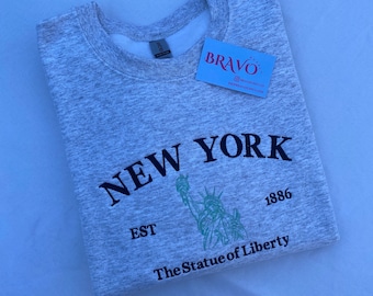 New York geborduurd sweatshirt, Vrijheidsbeeld ronde hals