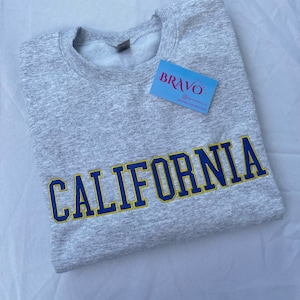 California embroidered sweatshirt,  California sweatshirt, sunset sweatshirt, gift for traveler, Cali embroidered crewneck, Hollywood crew