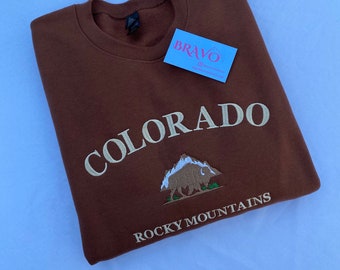Embroidered Colorado Sweatshirt, Rocky Mountains, Bison