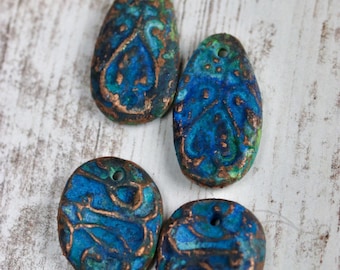 Sculpted Copper charm colorful handmade for jewelry design ooak elasia Ancients Santorini