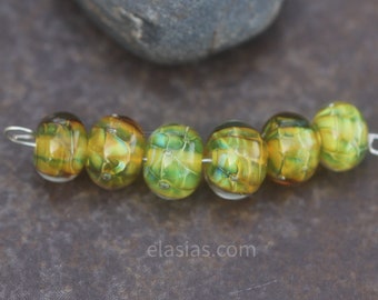 Green dragon handmade glass lampwork beads