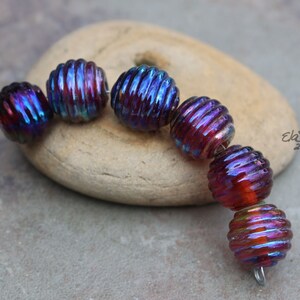 Iris - Handmade Glass Lampwork metallic topaz beads