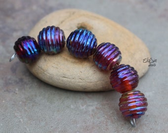 Iris - Handmade Glass Lampwork metallic topaz beads