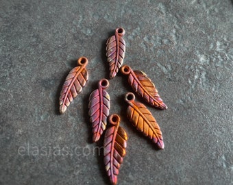 Copper electroplated charms flame painted handmade ooak elasia