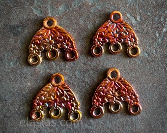 Copper electroplated charms flame painted handmade ooak elasia
