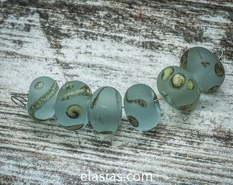 Dew  - Handmade Glass Lampwork beads pale aqua blue