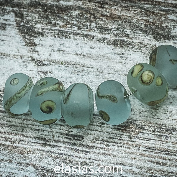 Dew  - Handmade Glass Lampwork beads pale aqua blue