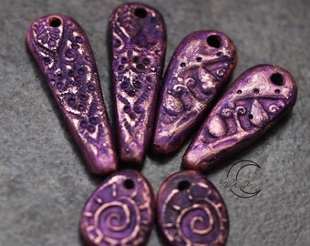 Copper charms colorful for jewelry design components - Ancients - Violet