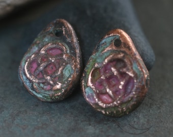 Sculpted Copper charm colorful handmade for jewelry design ooak elasia Ancients Madrid