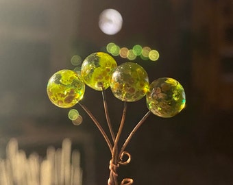 Peridot Green Handmade Lampwork Glass HeadPins - ready to ship