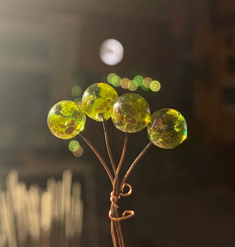 Peridot Green Handmade Lampwork Glass HeadPins ready to ship image 1