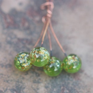 Peridot Green Handmade Lampwork Glass HeadPins ready to ship image 3