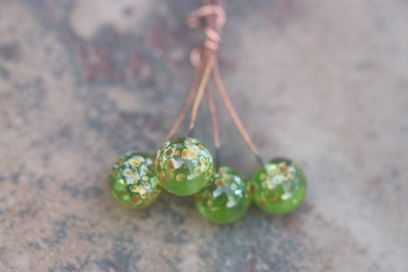 Peridot Green Handmade Lampwork Glass HeadPins ready to ship image 3