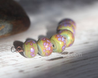 Endo - Handmade Lampwork Glass Round or Lentil Beads Ready to ship