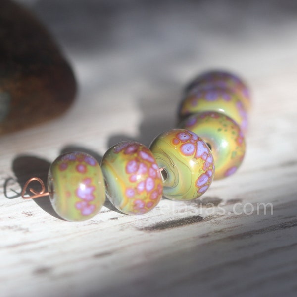 Endo - Handmade Lampwork Glass Round or Lentil Beads Ready to ship