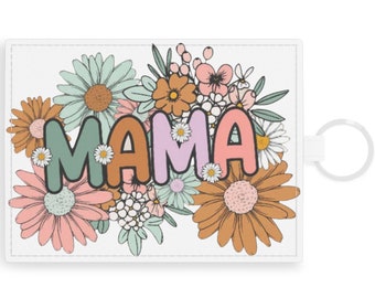 Mama Vegan Leder Kartenhalter hübsche Blumen Mama Vegan Leder Kartenhalter, Muttertagsgeschenk, Mama Brieftasche, Vegan Brieftasche, Veganes Leder