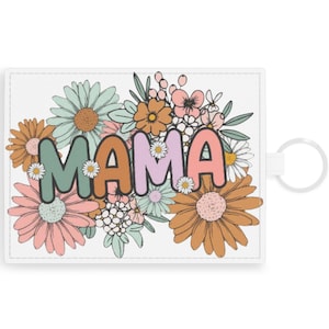 Tarjetero de piel vegana para mamá. Bonito tarjetero de piel vegana con diseño floral para mamá. Regalo para el Día de la Madre. Cartera para mamá. Cartera vegana. Piel vegana.