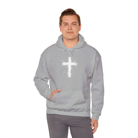 Front Cross Hoodie Christian Cross Sweater Faith Shirts Cross Hoodie Catholic Cross Sweatshirt Christian Gift Ideas Religious Shirt Etsy