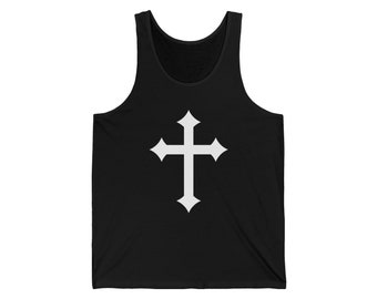 Débardeur croisé vintage, débardeur croix catholique, débardeur croix chrétienne, débardeur croix, haut croix religieux, haut croisé tendance, chemise Jésus, m