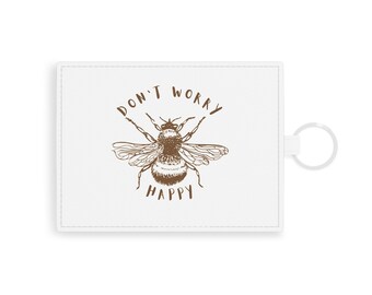 Porte-cartes en cuir Bee Happy, Porte-cartes en cuir Saffiano, Cadeau pour la fête des Mères, Cadeau d'anniversaire, Cadeau d'apiculteur, Sauvons les abeilles, Porte-cartes Abeilles