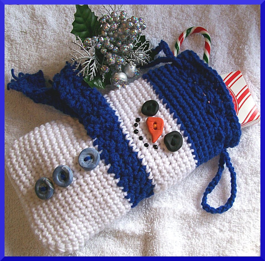 Crochet Pattern Christmas Gift Bag Snowman Etsy