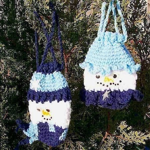 Snowman Gift Bags Pouches, Crochet pattern