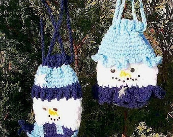 Snowman Gift Bags Pouches, Crochet pattern