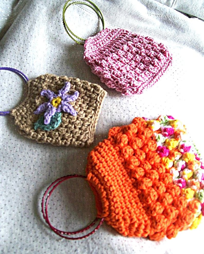 Crochet Bangle Bags, Wrist Bags, Pattern Only image 1