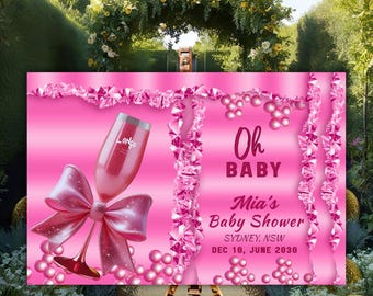 Pink Oh Baby Shower Sign, Printable Welcome Sign (Digital Download)