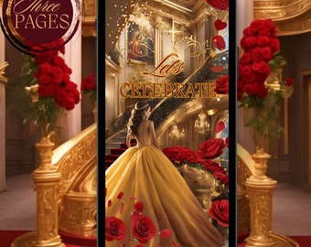 Red and Gold Quinceanera Video Invitation, Royal Evite (Digital Download