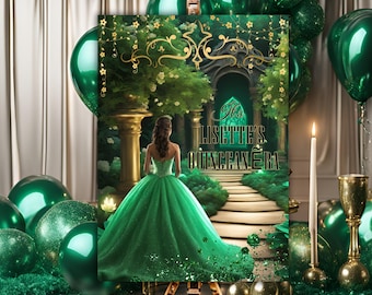 Enchanted Garden Quinceañera Welcome Sign, Floral Poster (EDITABLE Template, Digital Download)