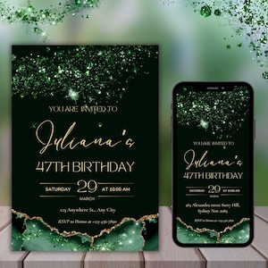 Digital 47th Birthday Party Invitation, Editable Template, Women 47th Birthday, Phone Text Message, Instant Download, Digital Invite