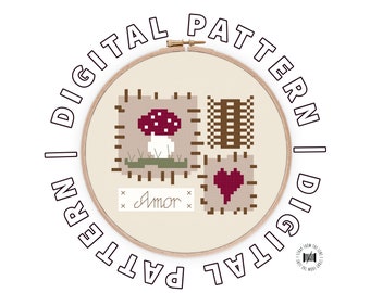 Amor Nature Patchwork Inspirado 18ct Cross Stitch Chart PDF - Descarga instantánea