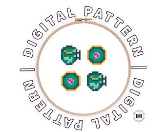 Tea Party Mini Cross Stitch Chart Pattern, Beginners, PDF - Digital Download