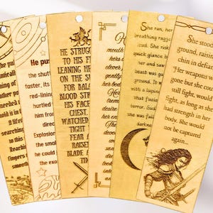 Engraved Wood Bookmark Set: Inspirational Story Texts