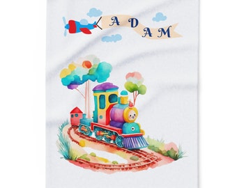 Personalised Baby Blanket, Baby blanket, Baby boy blankie, Arctic Fleece Blanket, Print plane blanket, Colourful Blanket, Train Blanket