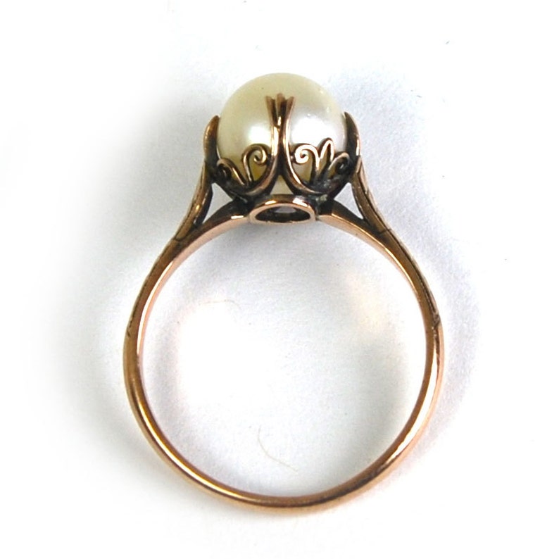 RESERVED Antique Art Nouveau Pearl Ring Cathedral Setting 10 Etsy