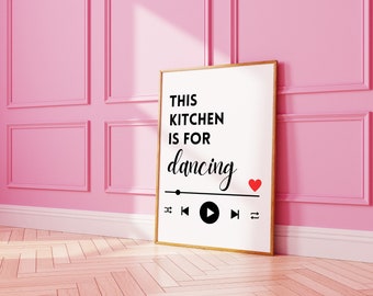 Trendy Dancing Kitchen Wall Art, Cute Quote Apartment Kitchen Wall Art, Dancing Kitchen Aesthetic Poster, Funny Girly Art Digital Download