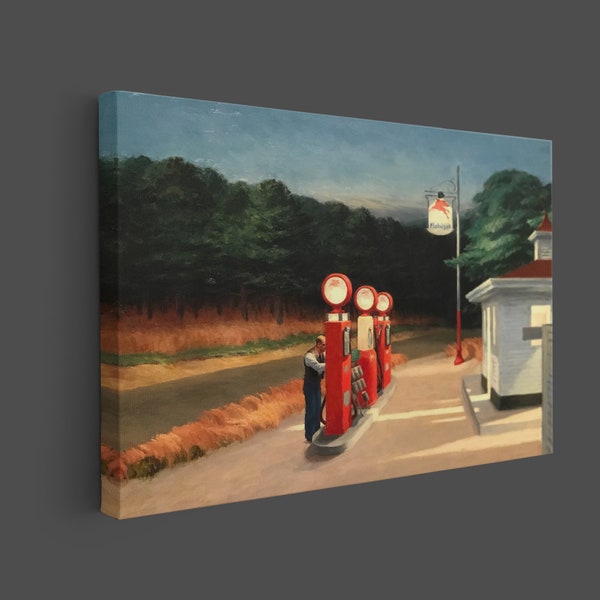 Décoration murale Edward Hopper Gas Station, Gas est une peinture de 1940 du peintre américain Edward Hopper, affiche en toile de station-service, prête à accrocher.