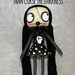 Glinda- Handmade doll gothic rag doll, art collectible special gift. handcrafted unique doll, art doll OOAK present,special present, quotes