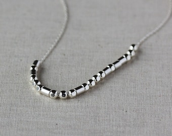 Custom Morse Code Necklace, Secret Message Jewelry, Personalized Gift for Her, 14k Gold Filled or Sterling Silver, Handmade Jewelry
