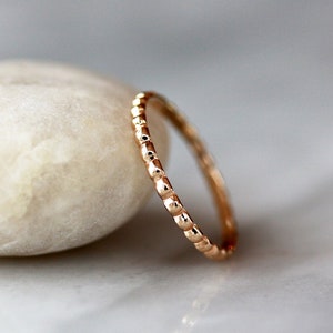 Gold Dotted Ring, Solid 14k Gold Dots Ring, Wedding Band Stacking Jewelry