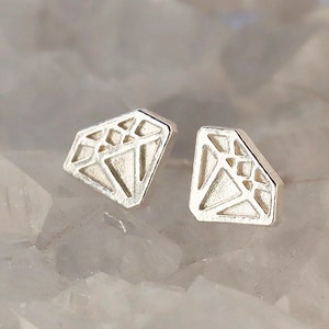 Diamond Shape Studs .925 Sterling Silver Post Earrings Pair of Geometric Stud Earrings Fun Gift for Her, Him, Them image 2