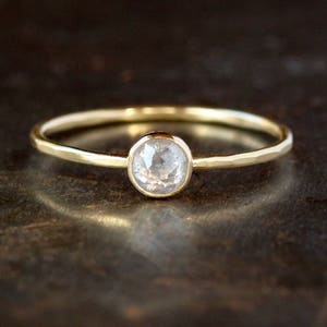 Icy Rose Cut Diamond Ring, Salt & Pepper Natural Color Diamond, 14k or 18k Yellow Gold